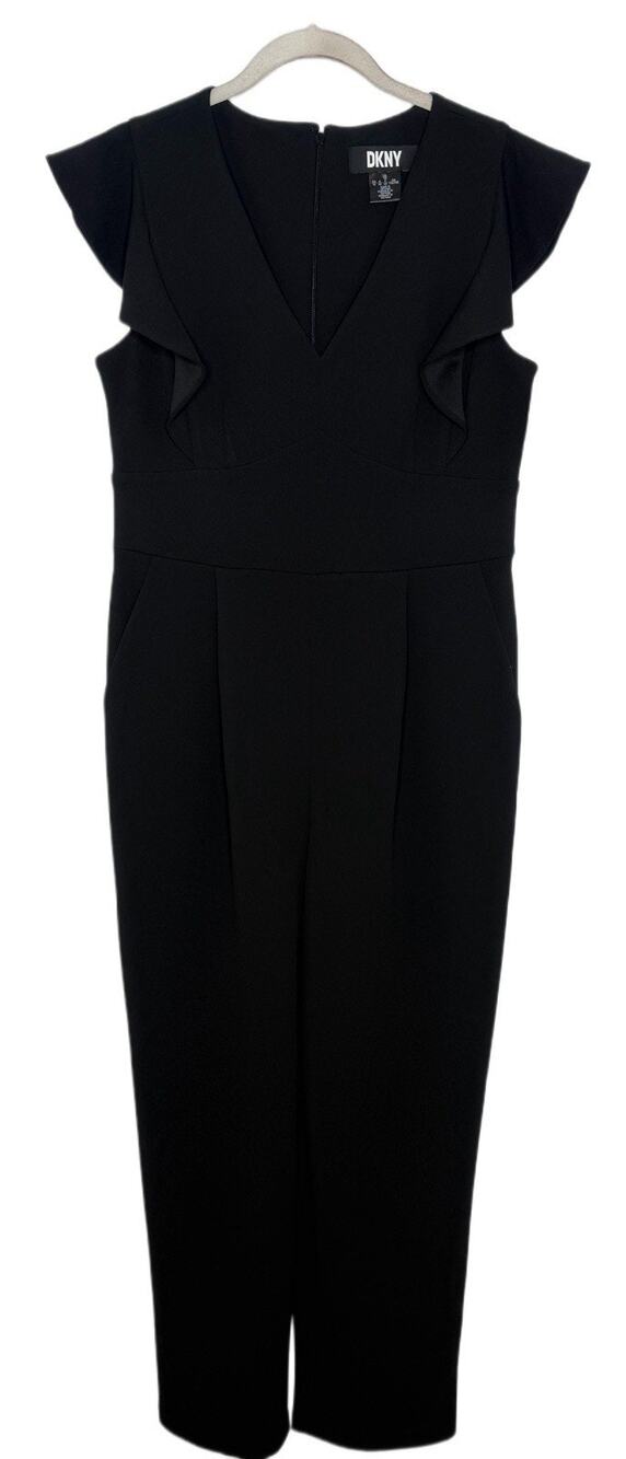 Dkny Women's Straight Leg V Neck Jumpsuit - Black Size 10 NWT